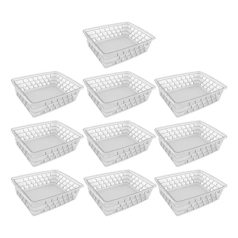 5x Cesto Organizador Kit 10 Peças 16x12x6cm Transparente Gav