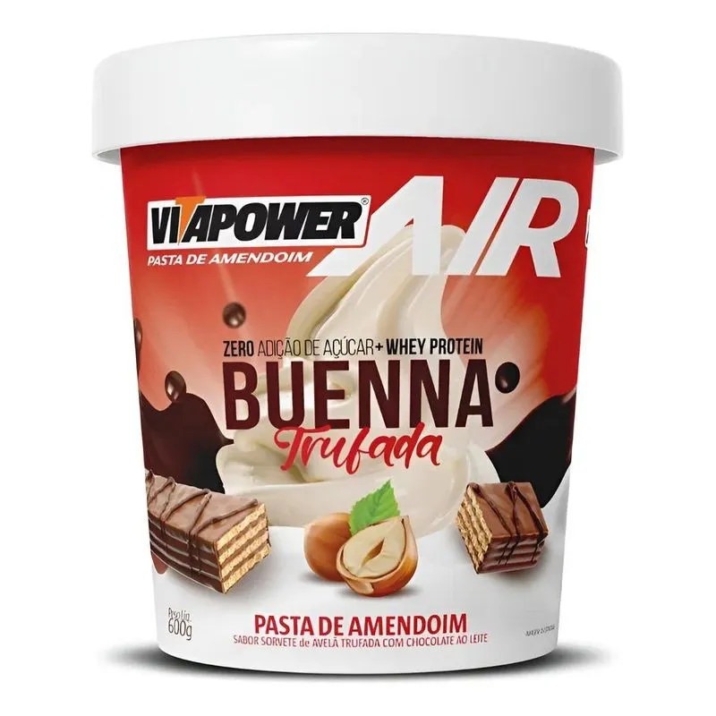 Pasta De Amendoim Buenna Trufada Com Whey Protein Pote Com 6