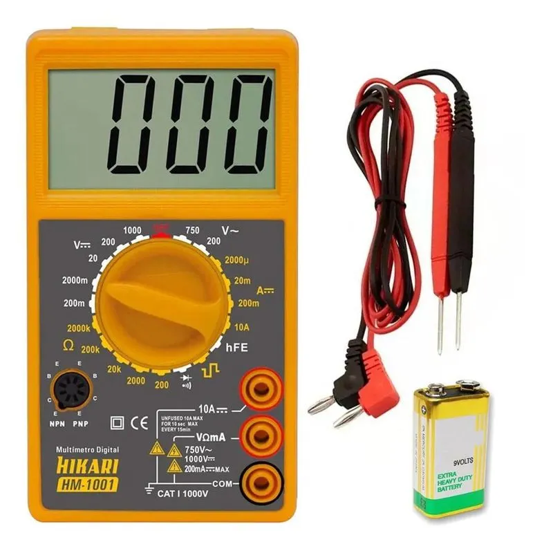 2x Multímetro Digital Hikari Hm 1001 Beep Continuidade Lcd