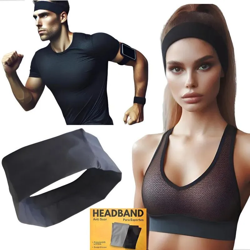 Kit 5 Faixas Headband Anti Suor Cabelo Testa Esporte Corrida