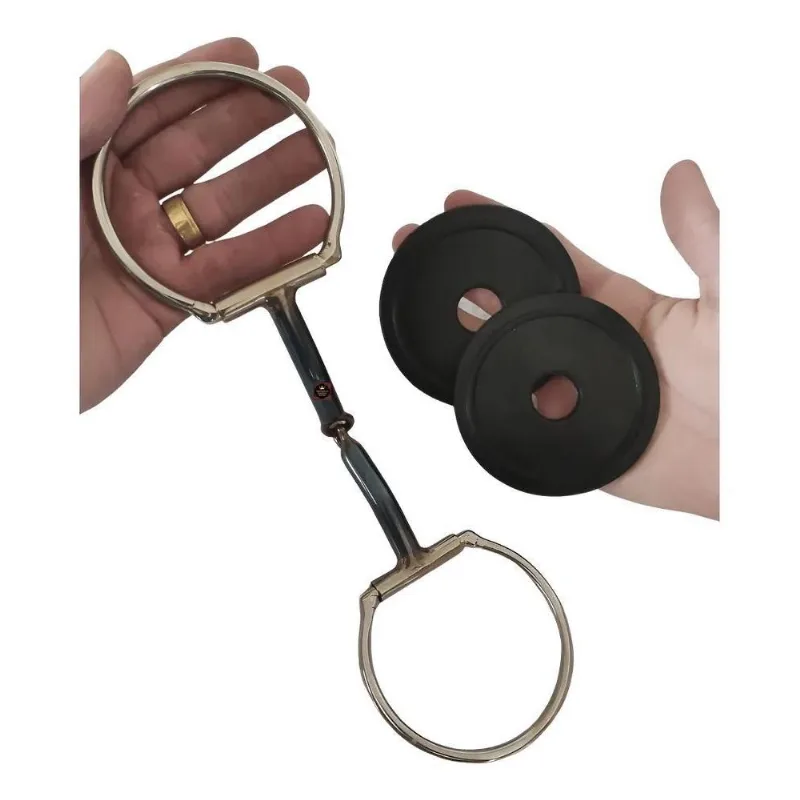 Bridão Argola D Inox Bocal De Ferro Para Cavalo + Fer