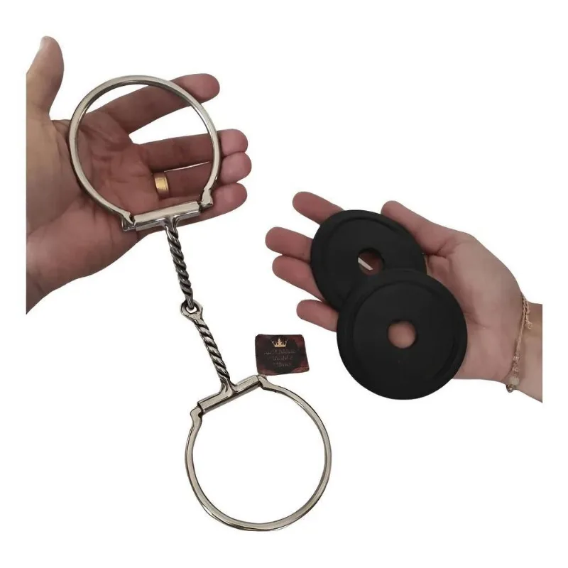 Bridão Argola D Inox Bocal De Ferro Para Cavalo + Brin Torci