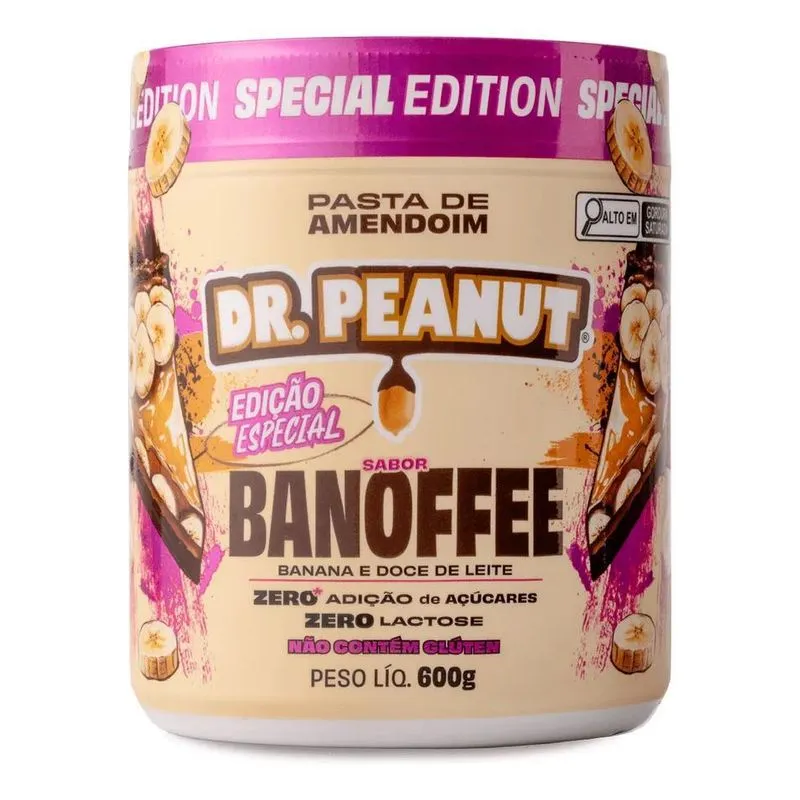 Pasta De Amendoim Dr. Peanut 600g Novos Sabores Banoffee