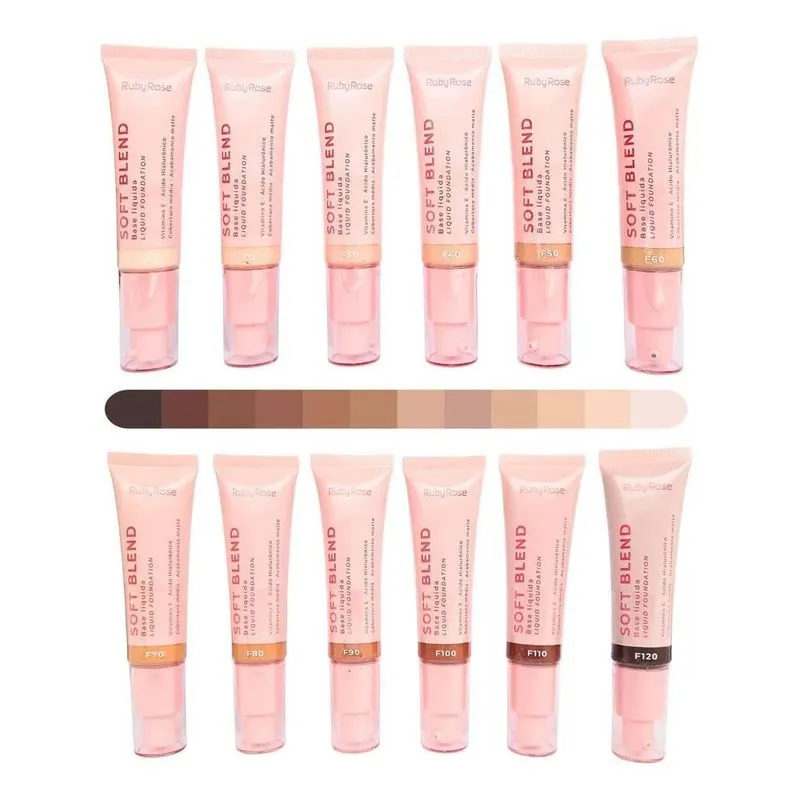 3x Base Líquida Soft Blend Ruby Rose Linha Rosa Matte