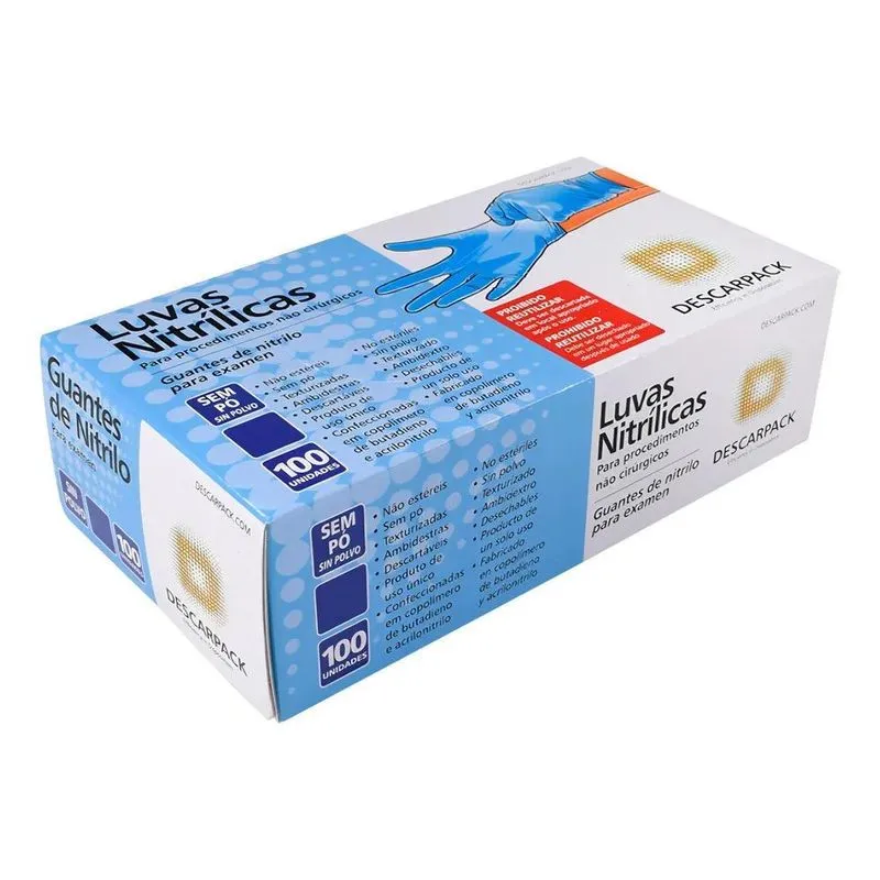 Luvas Descartáveis Antiderrapantes Descarpack Luva Nitrili