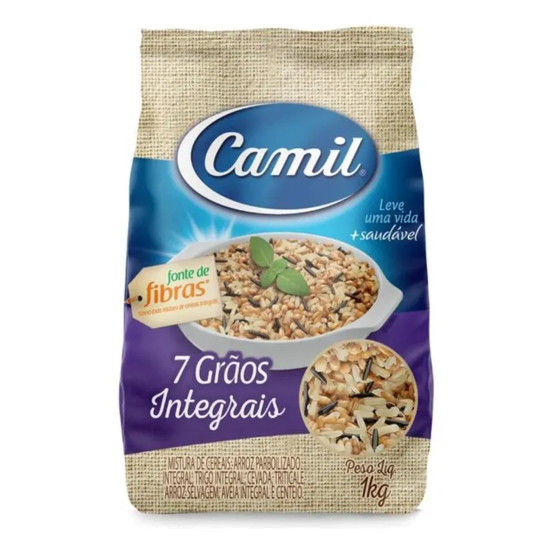 5x Arroz 7 Grãos Integrais Cereais Camil Pacote 1kg