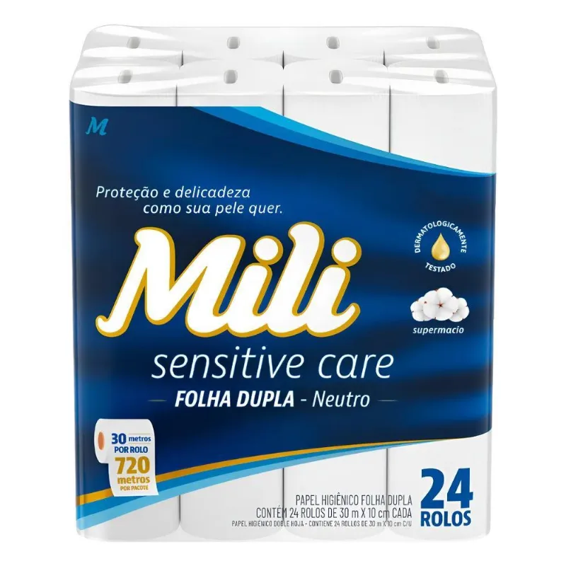 Mili Sensitive Care Neutro 24 Unidades 30m Folha Dupla