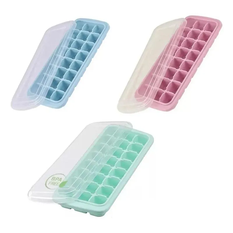10x Kit 3 Formas De Gelo 24 Cubos Silicone Com Tampa Livre D