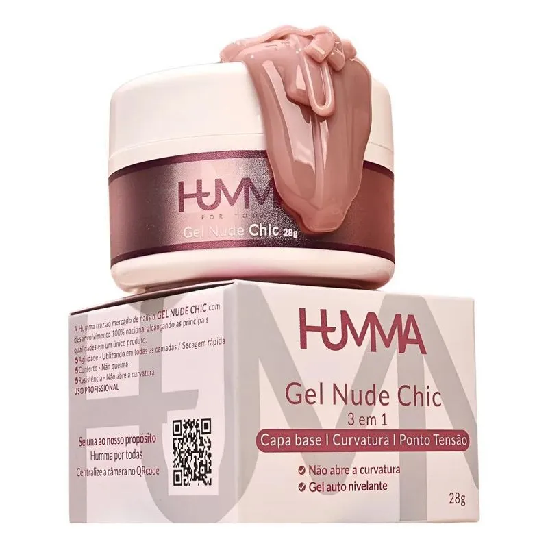 Gel Construtor Unha Humma 28g: Alto Rendimento, - Nude Chic