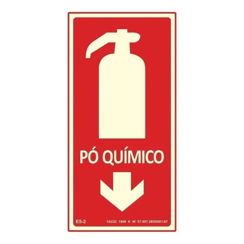 5x Placa De Sinalização Extintor Pó Químico Bc Fotoluminesce