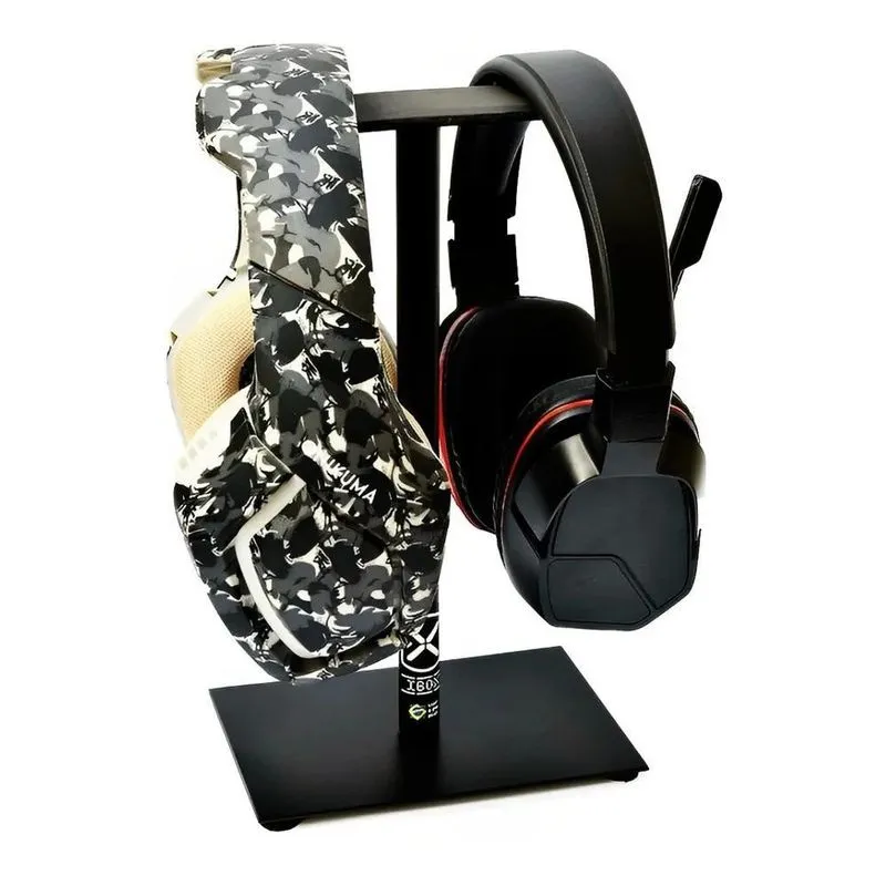 10x Suporte Fone De Ouvido Heardset Duplo Para Mesa Cor Pre
