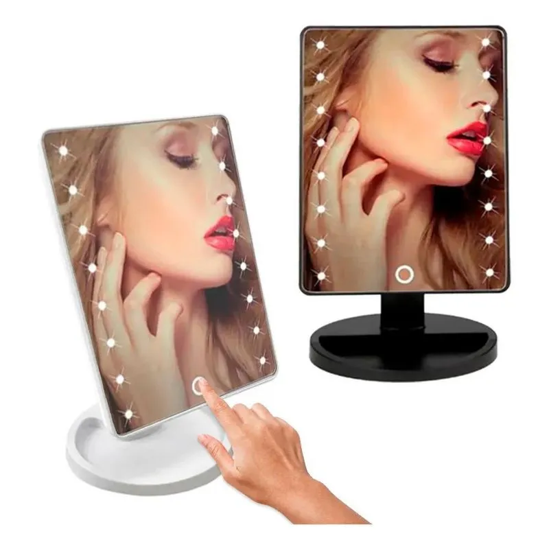 5x Espelho Camarim De Mesa Com Luz Led Para Maquiagem Portát
