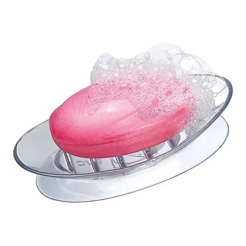 3x Saboneteira Silicone Com Ventosa Transparente Sucção Arth