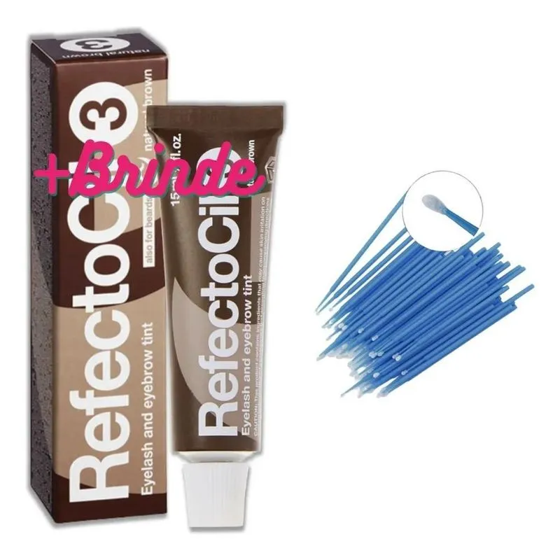 2x Tinta Refectocil Castanho Natural 3 Para Sobrancelhas/cíl