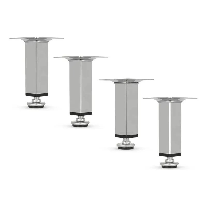 4 Pezinhos Para Moveis 10cm Quadrado Com Regulagem Altura