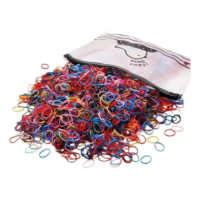 500 Elásticos Silicone Cabelo Fino Penteados Pets - Colorido