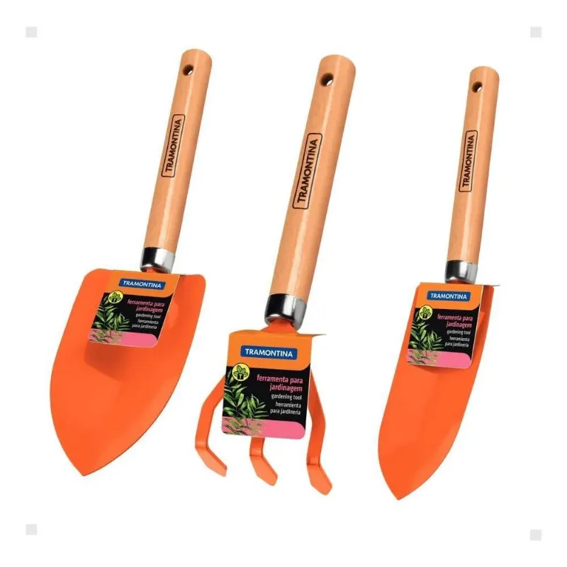 10x Kit Para Jardinagem E Horta 2 Pazinhas E Ancinho Tramon