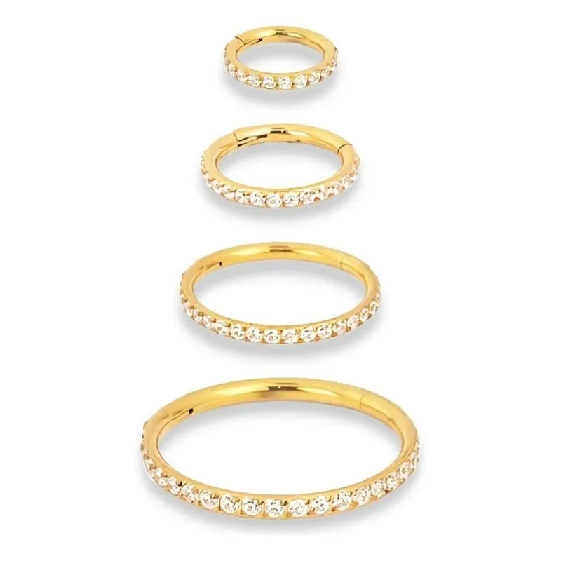 Piercing Argola Click Titânio G23 Zircônia Bri - Dourado 8mm