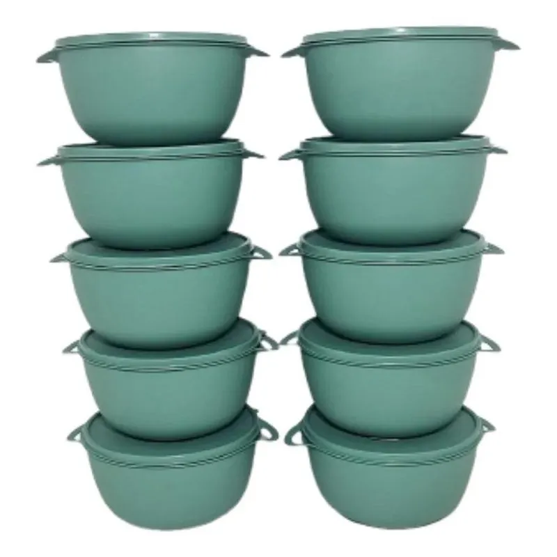 Kit 10 Potes Plástico 1l Redondo: Organização E Prat - Verde