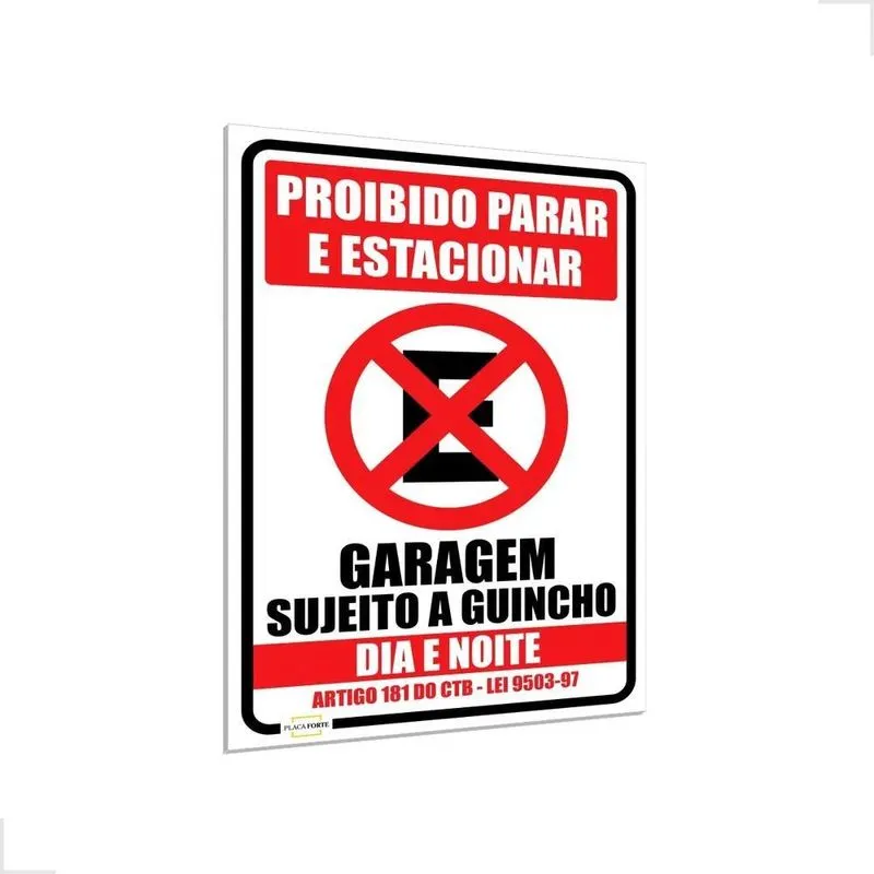 5x Placa Proibido Parar E Estacionar Portão Garagem 30x20 Le