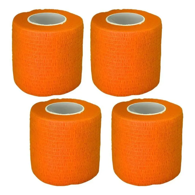 Kit 4 Bandagens Elásticas Sem Látex 5cm - Hipoaler - Laranja