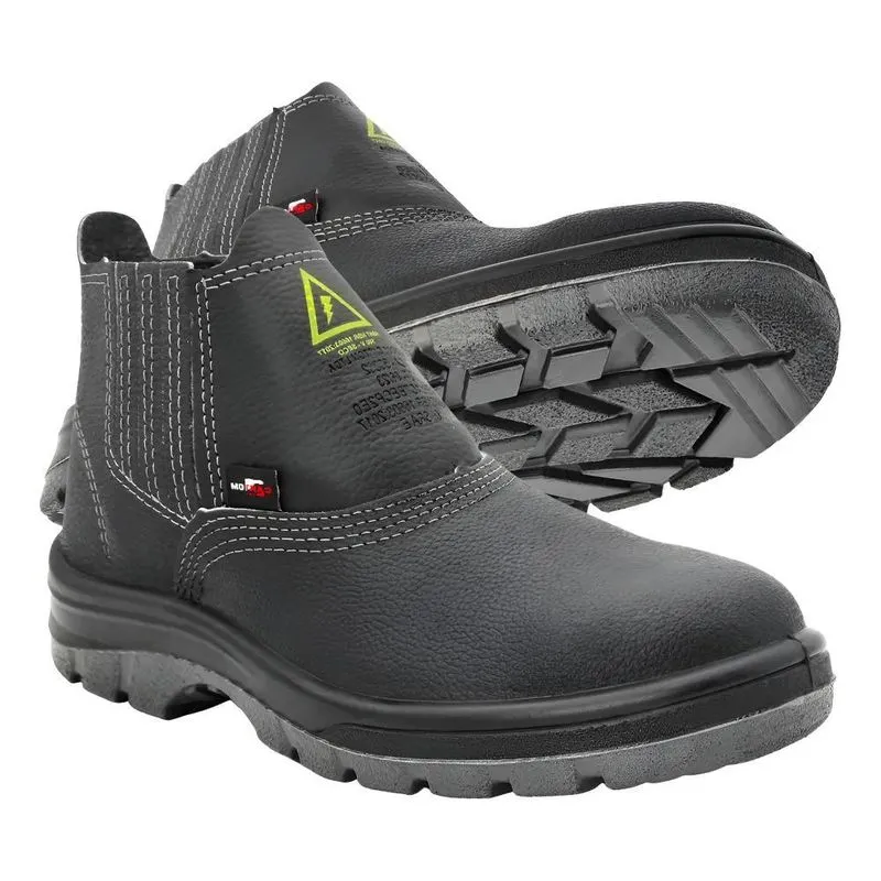 Bota Segurança Cartom Couro Elástico Bico Pvc - C - Preto 42
