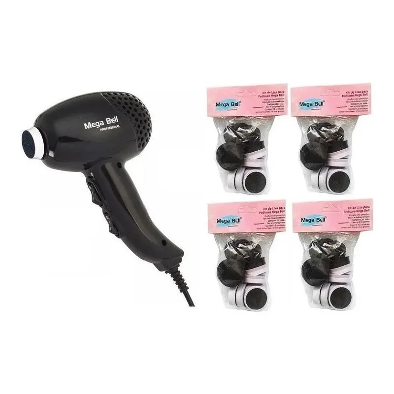 5x Pedicuro Preto Lixa Elétrica Esfoliador Pés + 48 Lixas