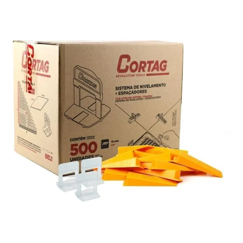 Nivelador Cortag 500 Pçs + 50 Cunhas: Juntas Perfeit - 1.5mm