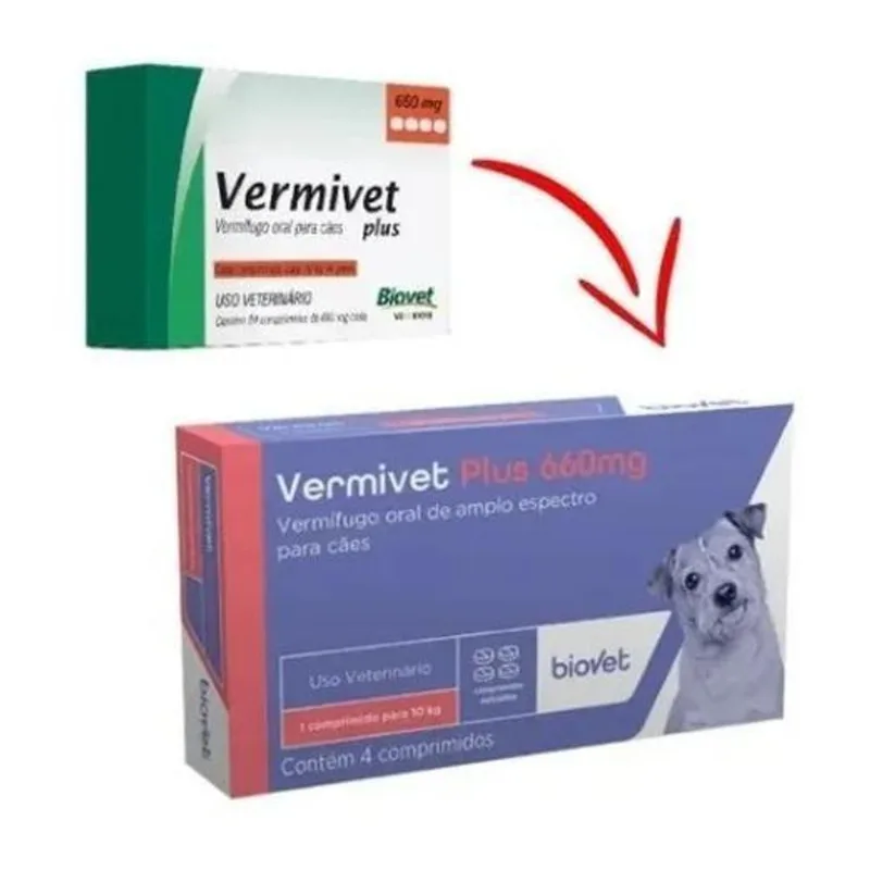 10x Vermífugo Vermivet Plus Biovet 660mg Com 4 Comp. Ate 10