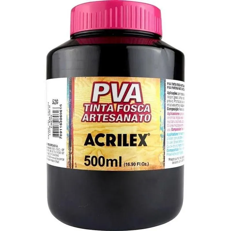 5x Tinta Artesanato Pva 500ml Branca 519 Acrilex