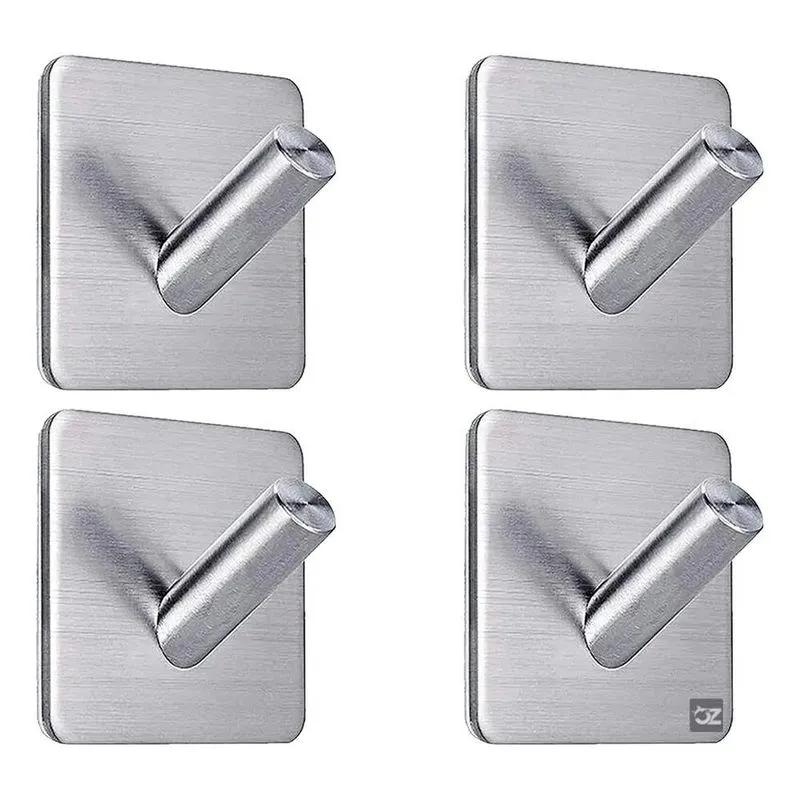 10x Kit 4 Ganchos Adesivo Parede Inox Pendurar Toalhas Roup