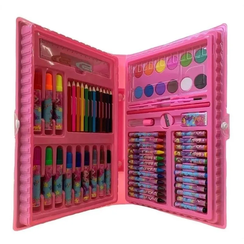 2x Maleta De Pintura Infantil Estojo Material Escolar 68 Peç