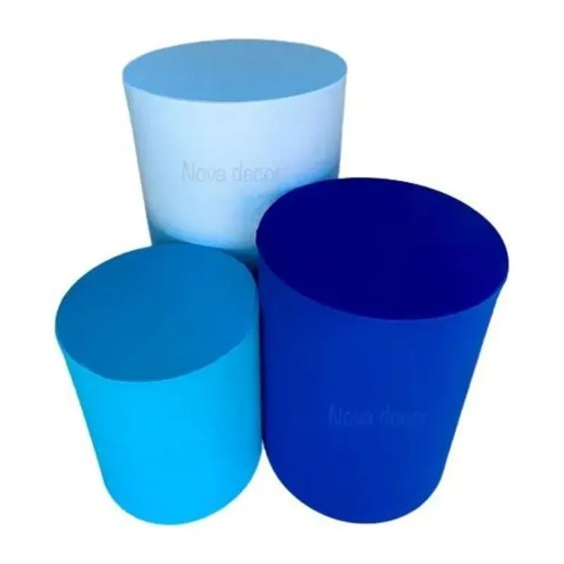Trio De Capas Para Mesa Cilindros Varia 3 Tons De Azul