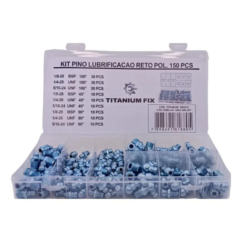 3x Kit 150 Unid Pino Bico Graxeiro Lubrificacao Reto/45/90gr