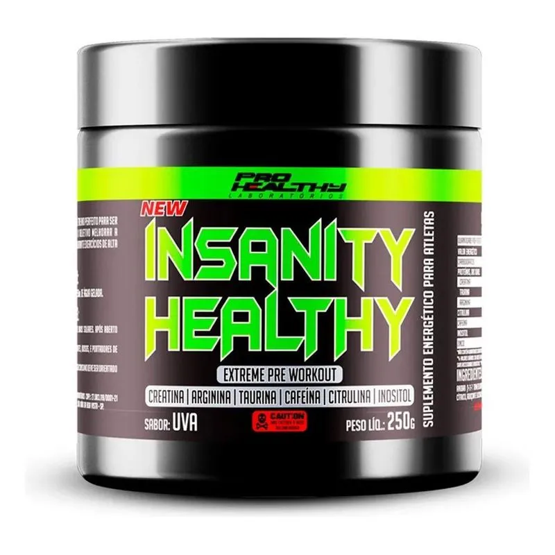 2x Pré Treino Insanity Healthy 250g - Pro Healthy Sabor Uva