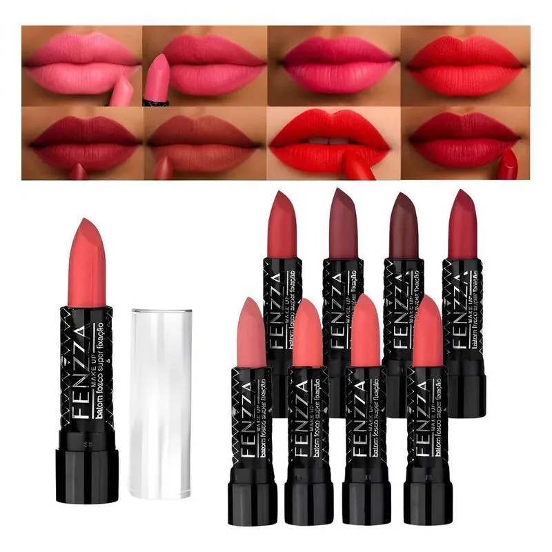 Kit 8 Batons Matte Fenzza: Cores Duradouras E Efeit - 8 Tons