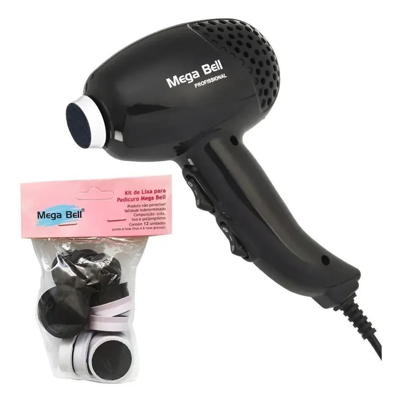 Pedicuro Elétrico Mega Bell: Pés Macio - 220v (cód 20 Preto)