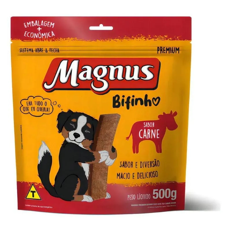 2x Bifinho Magnus Mastigáveis Para Cães Sabor Carne - 500g
