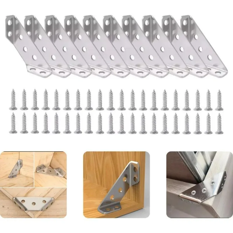 5x Conector De Canto Aço Inoxidável Para Móveis Universal 10