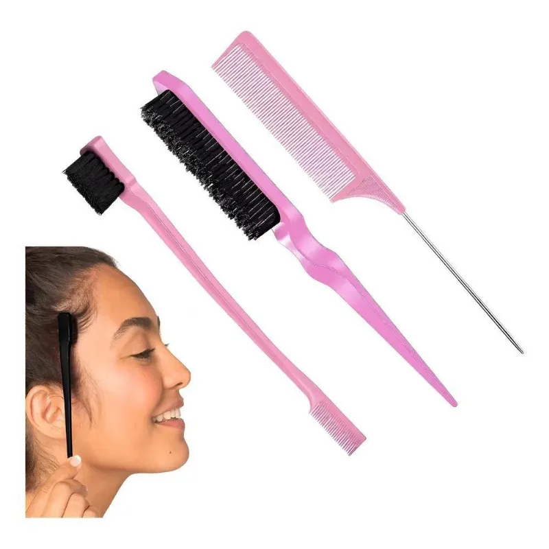 Baby Hair Perfeito: Escova, Pente & Lace Fácil Kit - Rosa