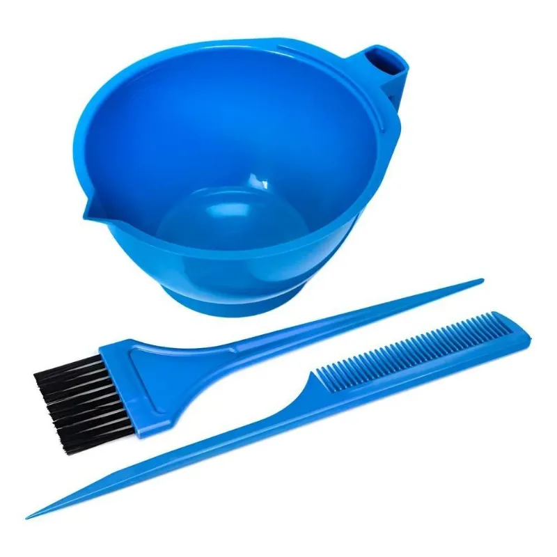 Kit Tintura Cabelo Profissional: Pincel, Cumbuca E Pe - Azul