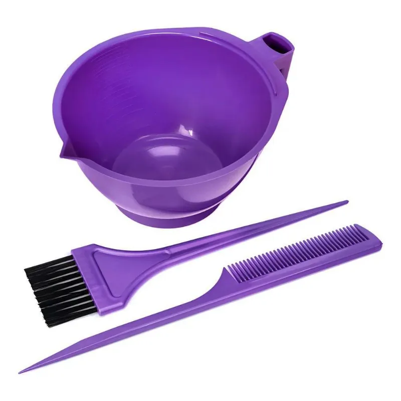 Kit Tintura Cabelo Profissional: Pincel, Cumbuca E Pe - Roxo