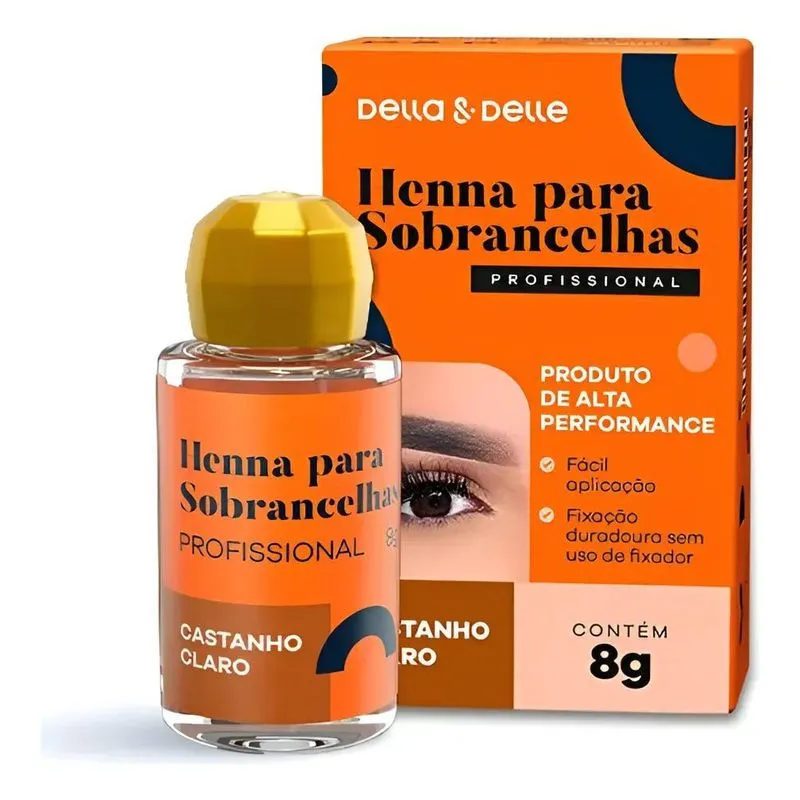 Henna Della & Delle 8g: Sobrancelhas Perfei - Castanho Claro