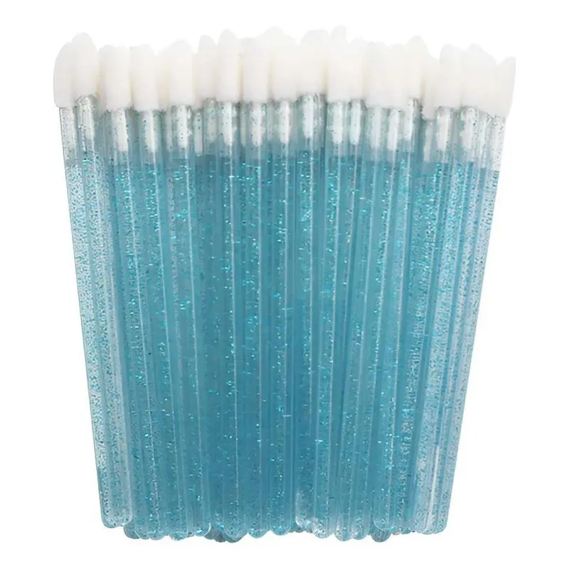 Kit 50 Pincéis Descartáveis: Batom, Gloss & Cílios Pe - Azul