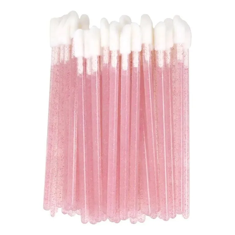 Kit 50 Pincéis Descartáveis: Batom, Gloss & Cílios Pe - Rosa