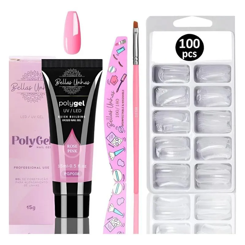 Polygel Unhas Perfeitas: Kit Complet - Nude Pink - Gwen 15 G
