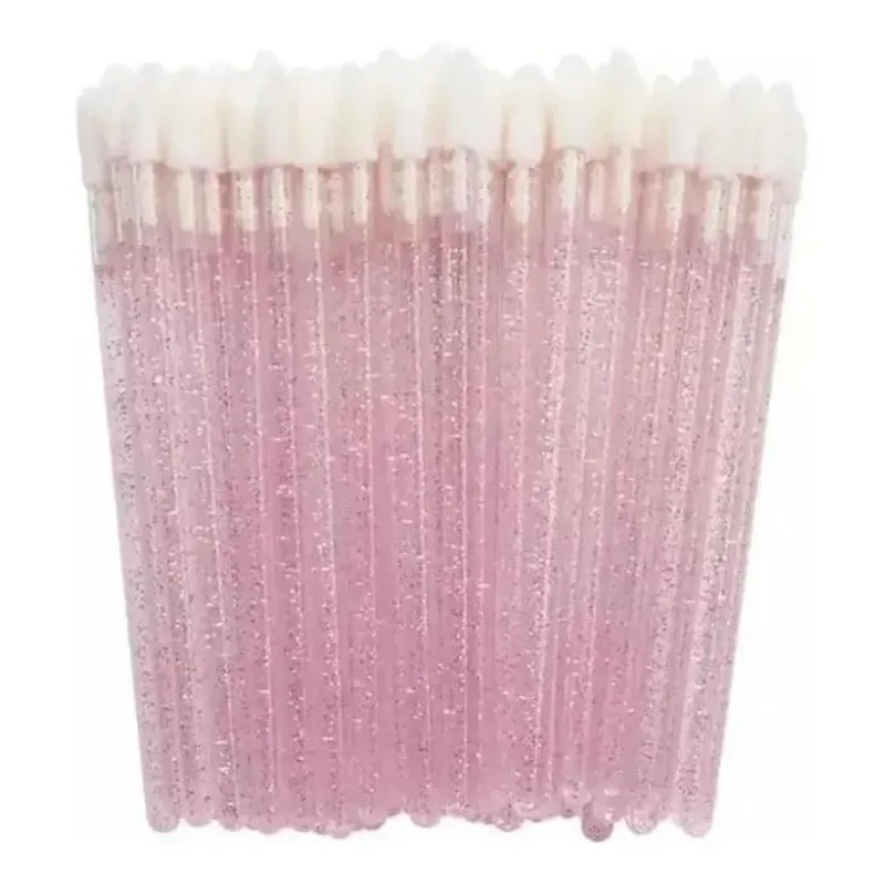 3x 300 Aplicador Pincel Descartável Gloss Batom Limpeza Cíli