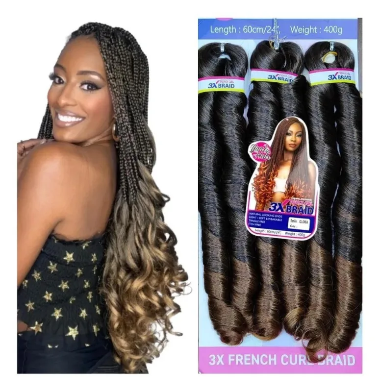 Fibra Trança Ondulada 400g: French Braid Pontas Natu - 1/30
