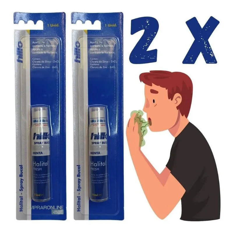 Halital Spray Bucal Hillo Kit 2 Menta Fim Do Mau Hálito