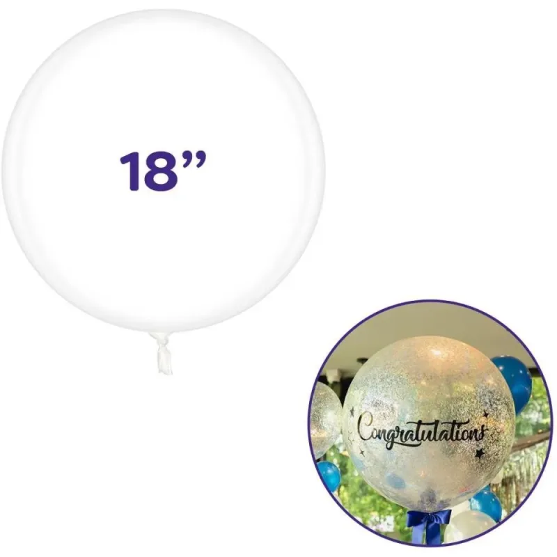 Balao Redondo Bubble Balloon Cristal 18 POL PCT.C/10